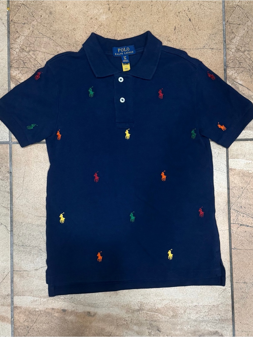 Polo by Ralph Lauren Navy Polo with Multicolor Pony Embroidery